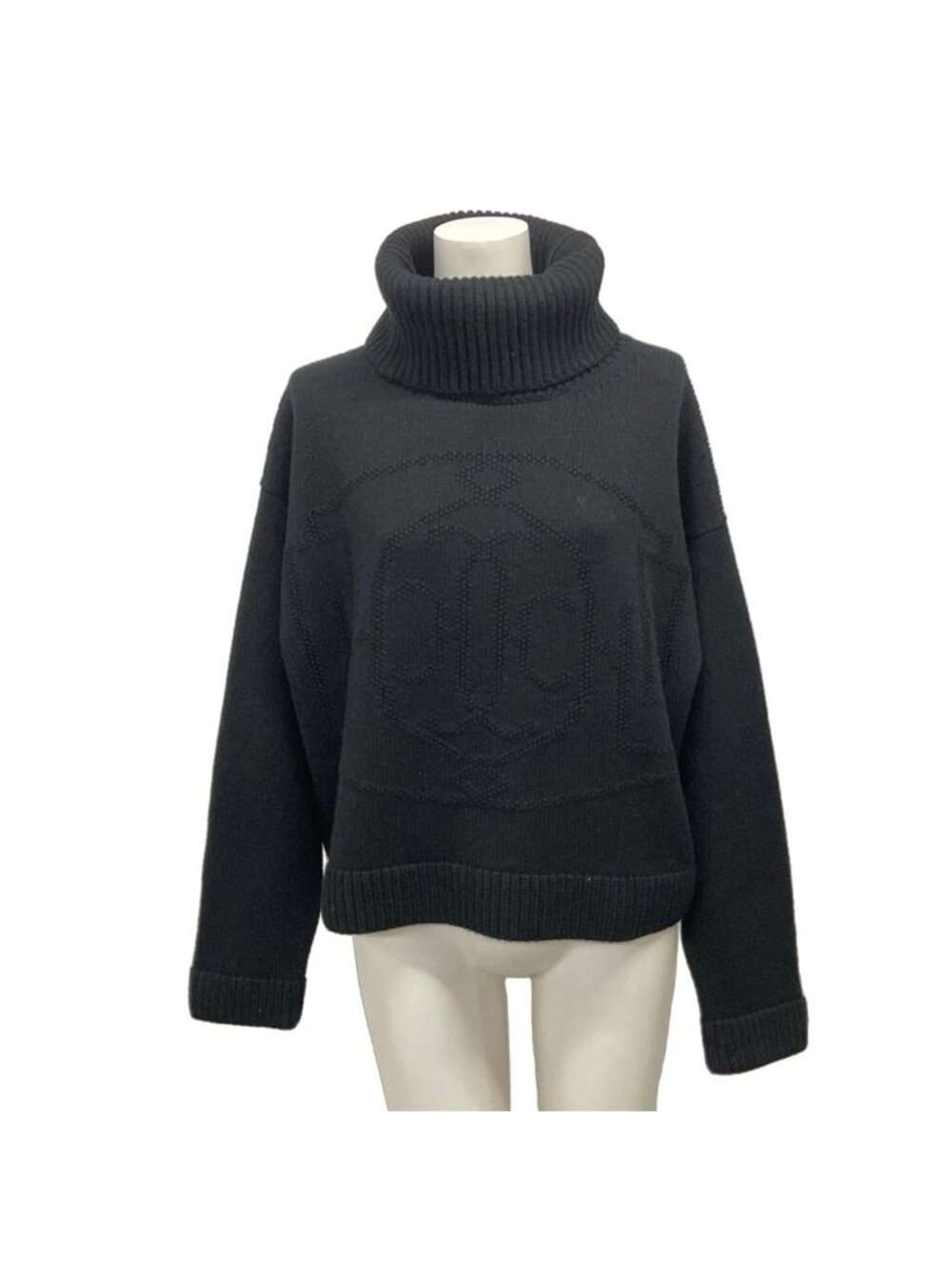 Hermes Long Sleeve Sweater M Black Turtleneck Cashmere 38
